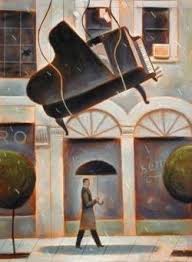 a piano falling on someone