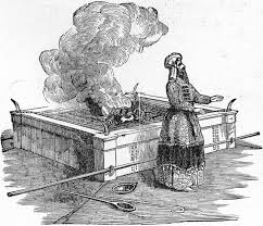 Priest making an offering at the temple.