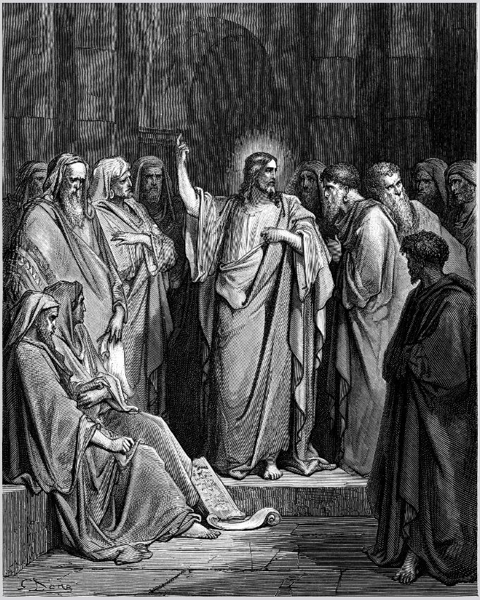 Jesus teaching in the synagogue