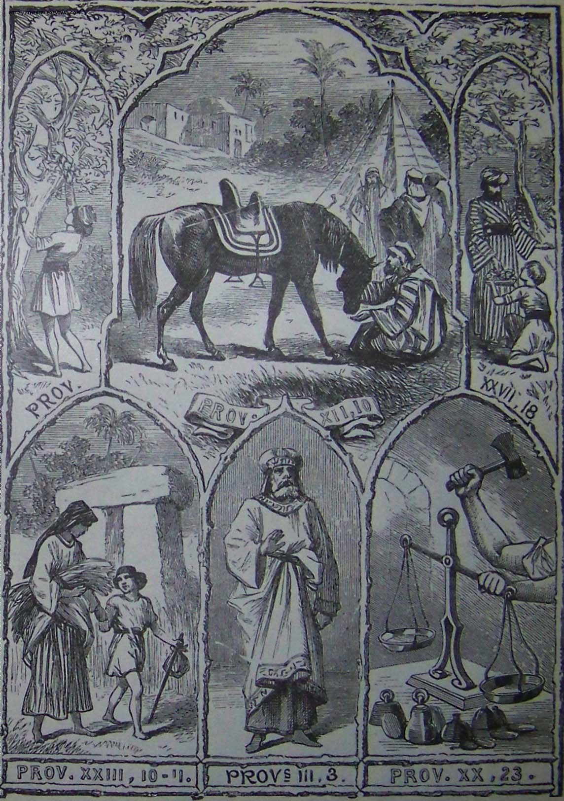 Proverbs 3:3, 12:10, 20:23, 23:10-11, 27:18