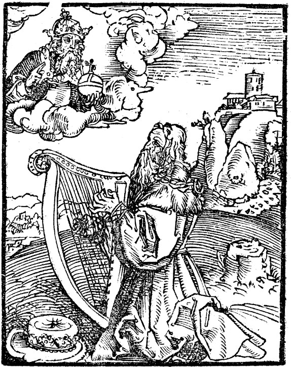 David with Harp on Knees