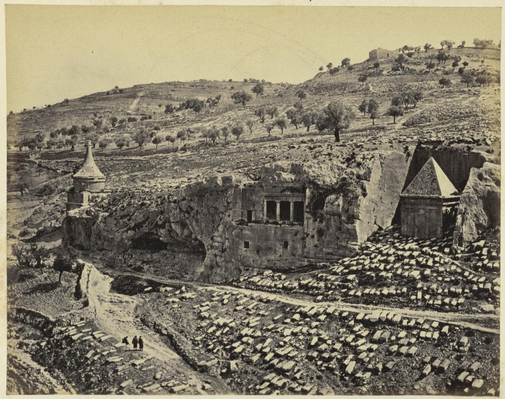 Jerusalem, The so called Monuments of Absalom, James, and Zacharias, in the Valley of Jehoshaphat, with the modern gravestones