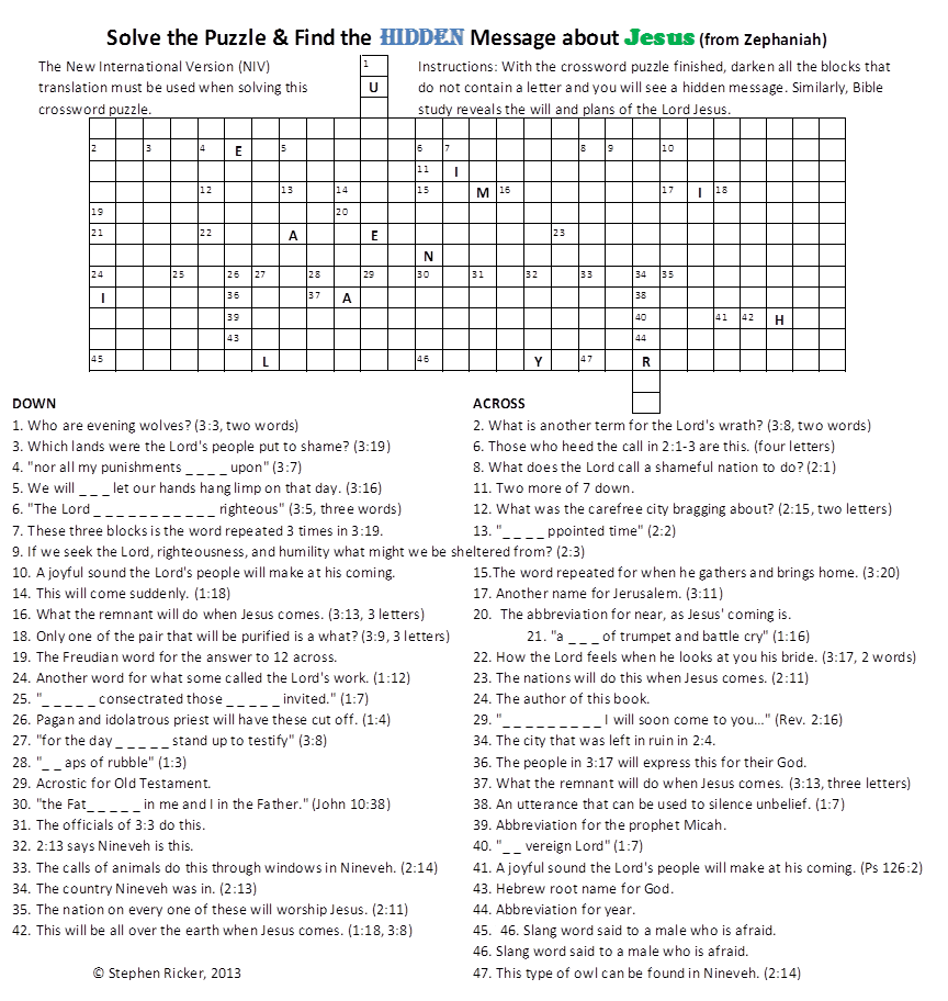 Zephaniah Crossword